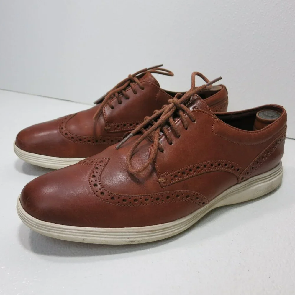 Cole Haan Oil Tan Leather Wingtip Casual Dress Footwear Oxfords Men's Shoes 9 M